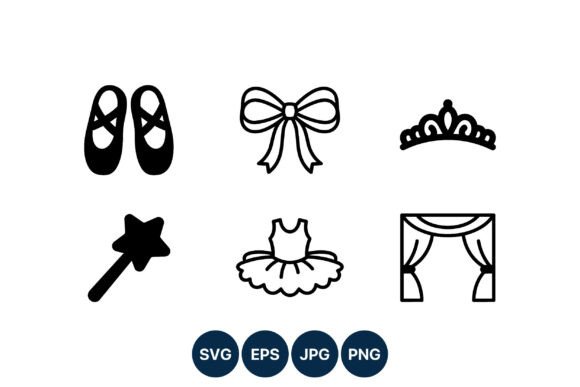 Ballet Shoes Bow Tiara Magic Wand Icons