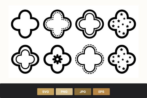 Black and White Clover Icon Set Guide