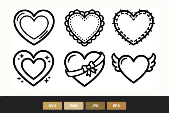 Black and White Unique Heart Line Art
