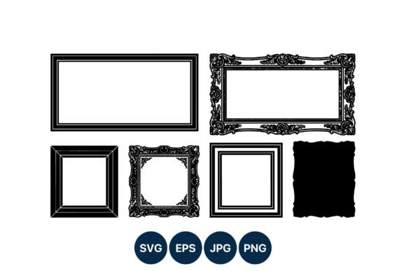 Black White Ornate Picture Frames Vector