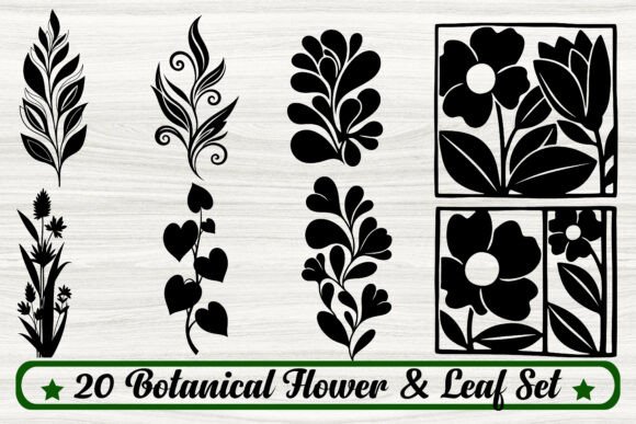 Botanical Flower Leaf Silhouette Bundle