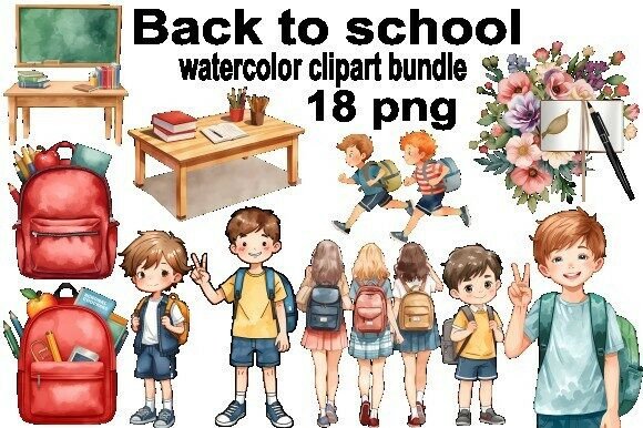 Bring Your Classroom Designs to Life with a Back to School Watercolor Clipart Bundle