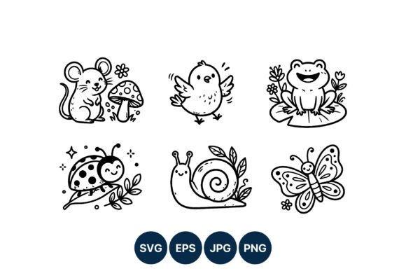Cute Mouse Mushroom and Happy Animals