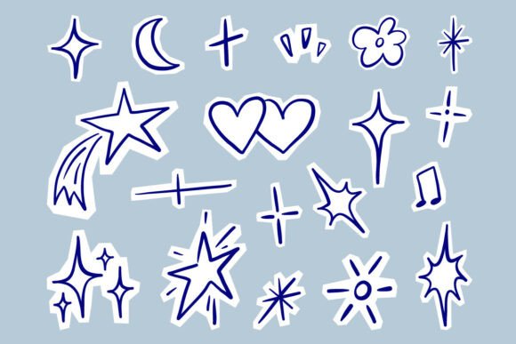 Cute Star Sparkle Doodle Sticker Element: A Playful Boost for Your Designs