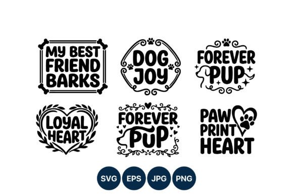 Dog Paw Print Phrases Vector Set: Elevating Canine-Themed Designs
