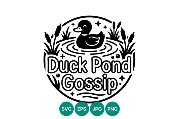 Duck Pond Gossip Cute Black and White