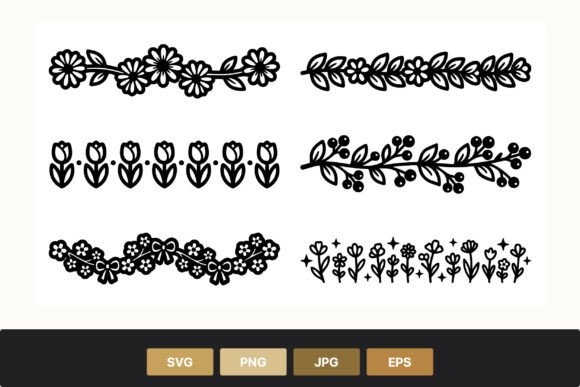 Elevating Design with Floral Border Flower Pattern Line Art