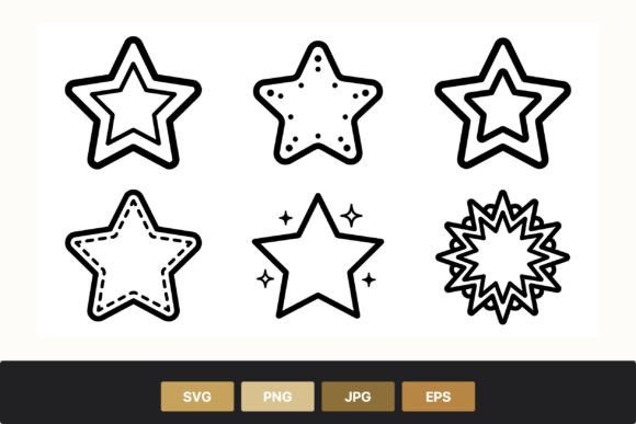 Elevating Visual Identity with the Outline Star Shapes Vector Art Set