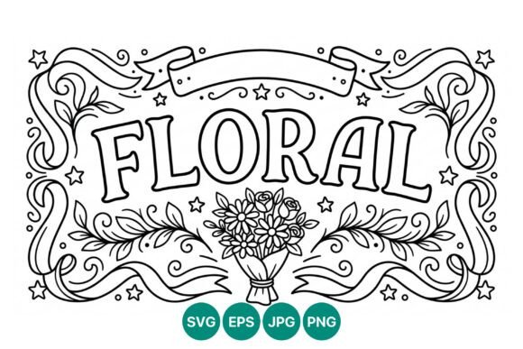 Floral Black and White Lettering Art