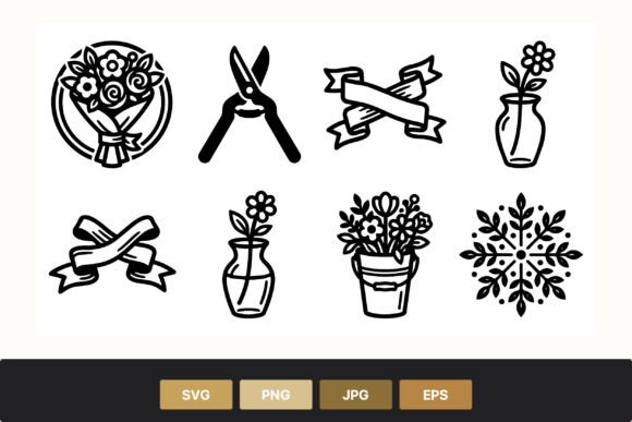 Floral Bouquet and Garden Tools Vector: A Versatile Design Resource for Every Creator