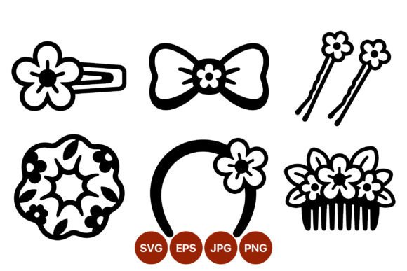 Floral Hair Accessories Vector: A Comprehensive Guide to Black and White Line Art Assets