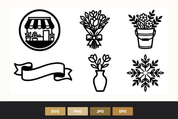 Flower Shop and Floral Icons Set: A Visual Guide