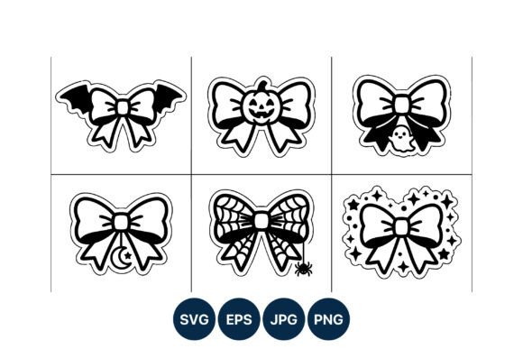 Halloween Bows Black White Vector Assets