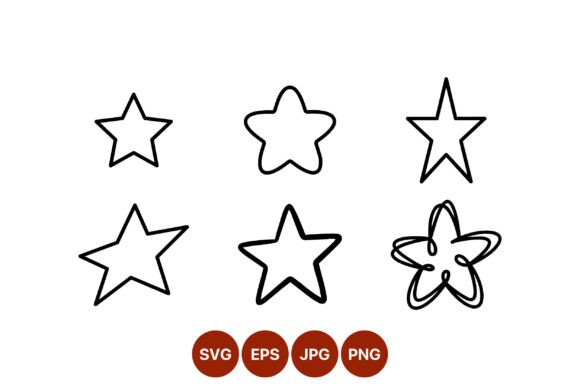 Hand Drawn Black Star Shapes for Design