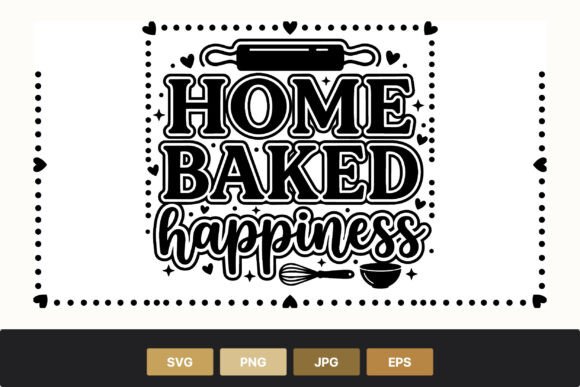 Home Baked Happiness Black and White Vector Art