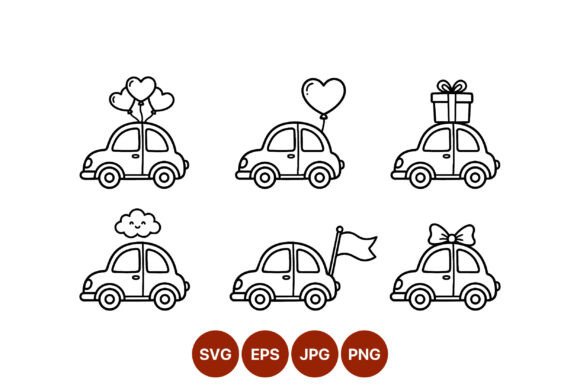 Mastering Minimalism: The Power of Line Art Car Icons with Balloons and Gifts