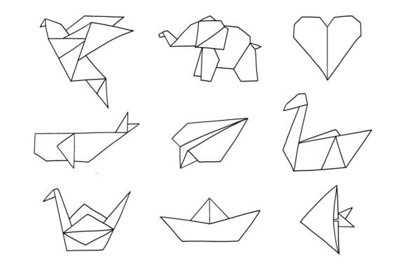 Origami Outline Set Line Art Pack SVG