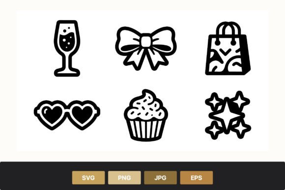 Party Icon Line Art Set: Creative Assets