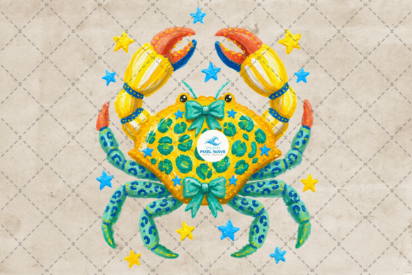Preppy Hand Painted Summer Crab PNG: A Workflow Asset for Coastal Design Projects