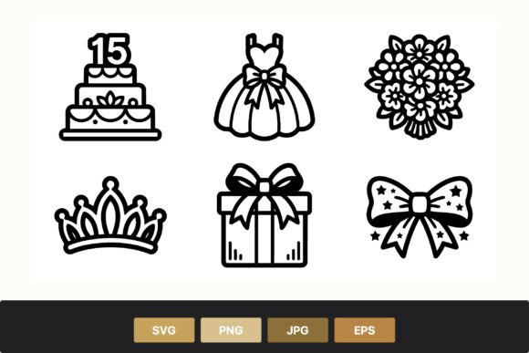 Quinceanera Celebration Icon Set