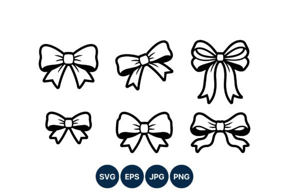 Ribbon Bows Vector Line Art Collection