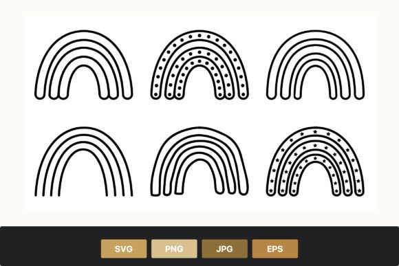 Simple Black and White Rainbow Line Art: Versatility in Monochrome Design