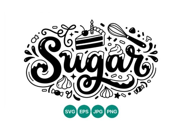 Sugar Script Lettering with Cake Slice: A Versatile Design Asset for Creators