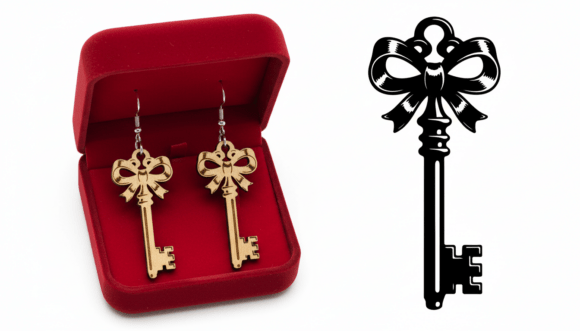 Vintage Key Earring Laser Cut Design