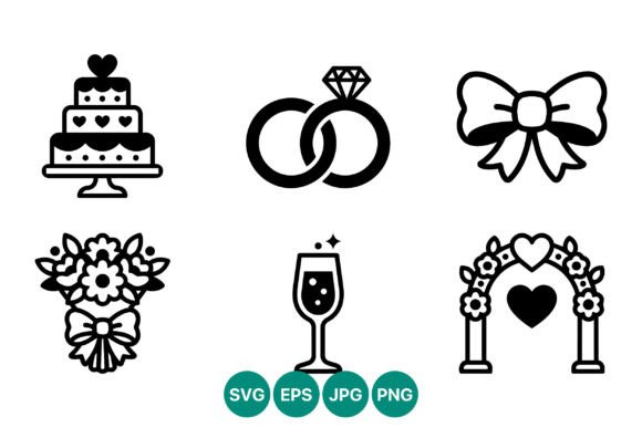 Wedding Cake Rings Bow Bouquet Icons: The Essential Toolkit for Modern Event Design